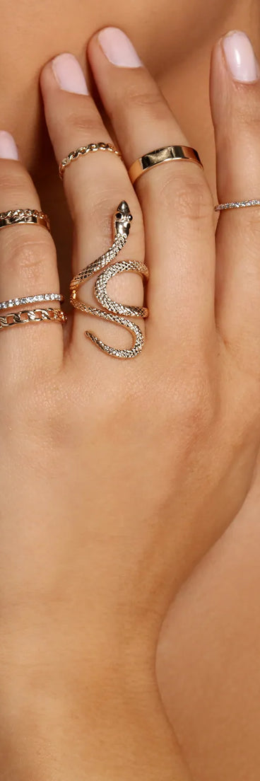 Snake Rhinestone Variety Ring Six Pack
