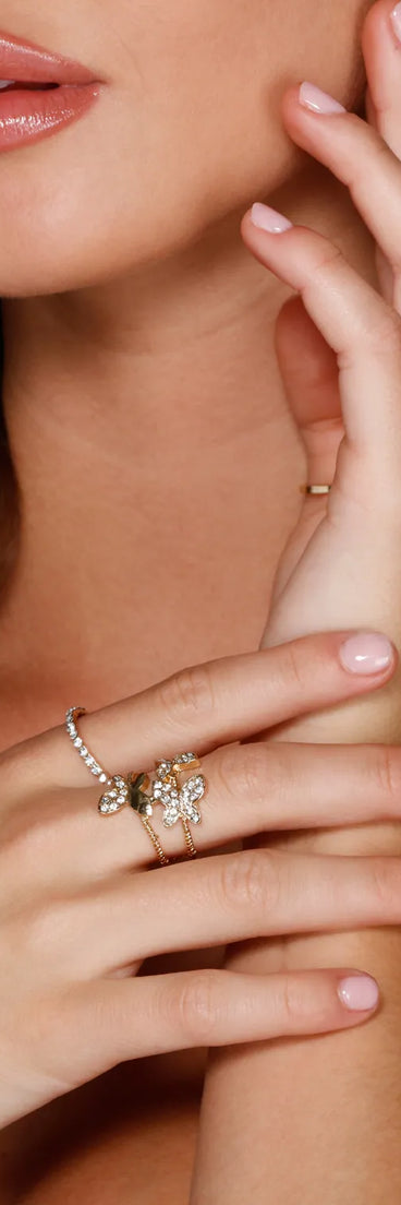 Rhinestone Butterfly Multi Ring Pack