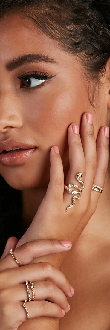 Snake Statement Rhinestone Ring Set