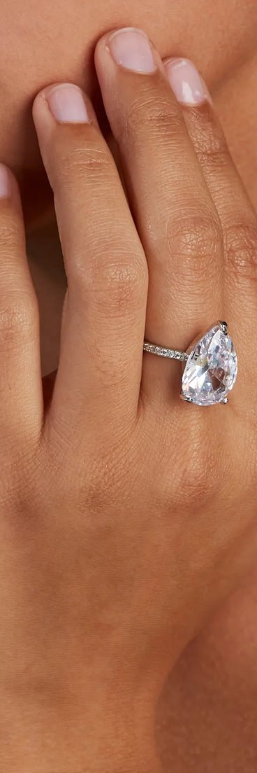 Say I Do CZ Teardrop Ring