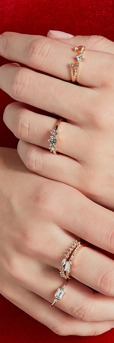 Gorgeous Gleam Rhinestone Ring Set