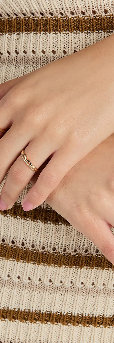 Pretty Vibe Bow Detail Rhinestone Ring Set