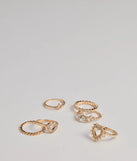 Romance Rhinestone Heart Six Ring Pack