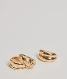 The Chic Muse Statement Three-Pack Ring Set in gold is a women's workwear essential with an elevated fabric and chic silhouette, ideal for layering and versatile enough to take your look from office chic to going-out ready!