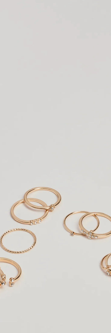 Sleek Trend Rhinestone Multi Ring Pack