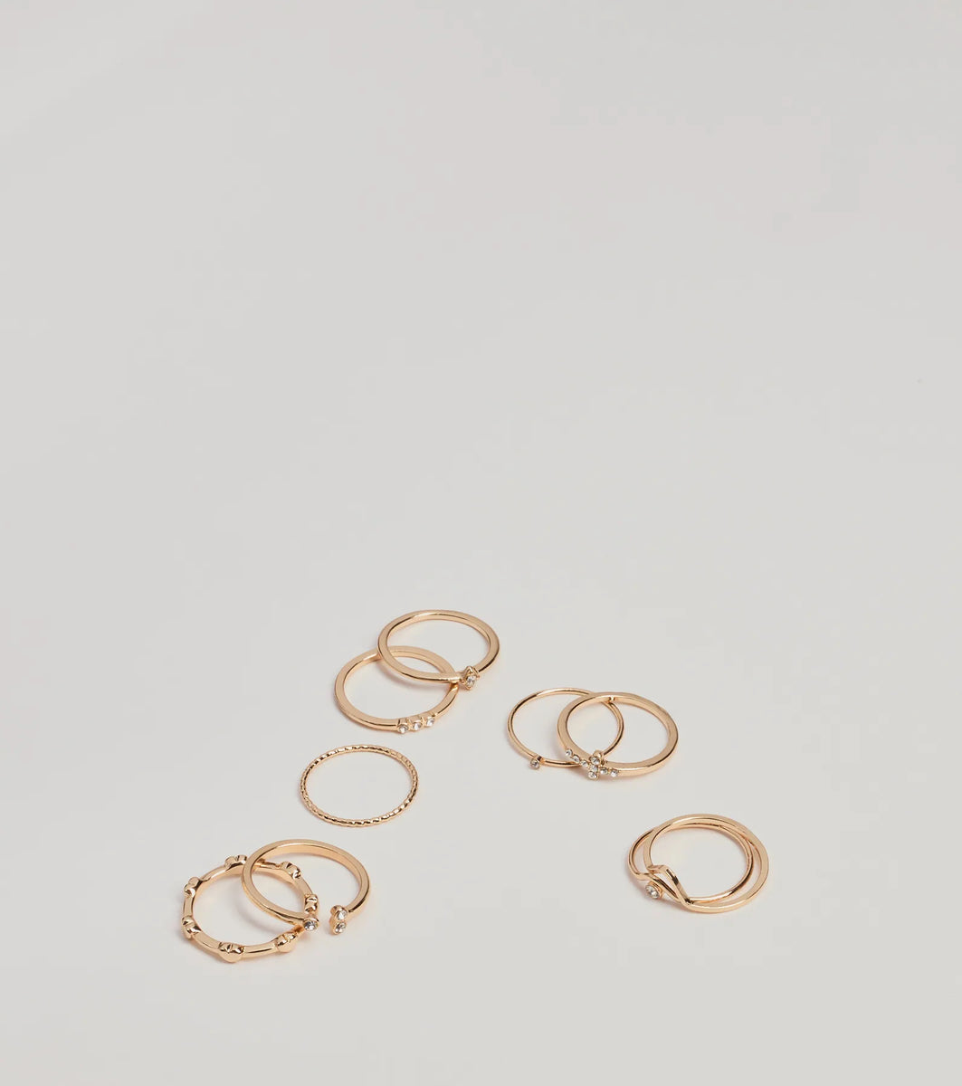 Sleek Trend Rhinestone Multi Ring Pack & Windsor