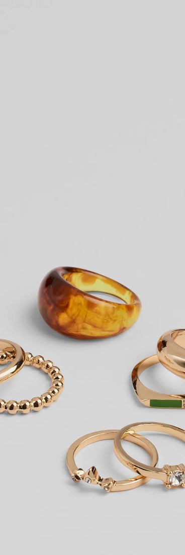 Ultimate Statement Multi Seven Pack Ring Set