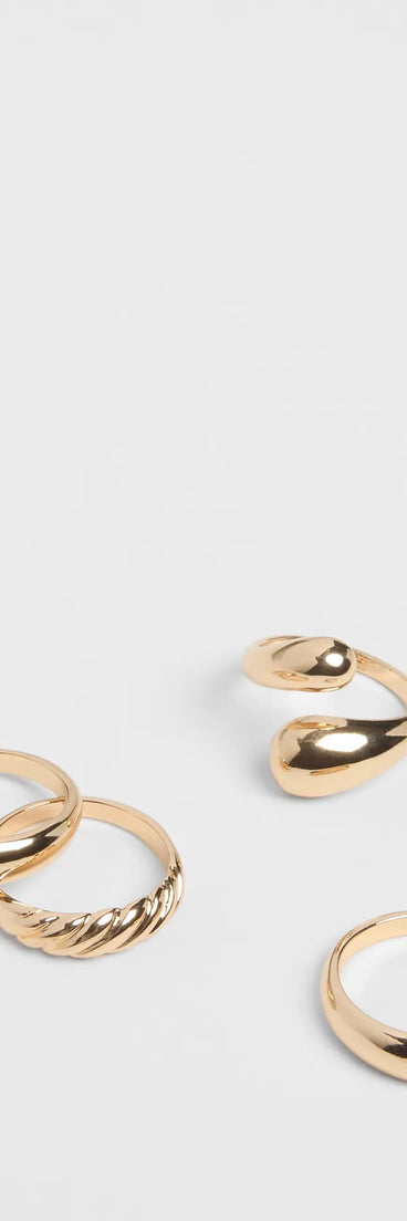 Sleek Arrangement Four-Pack Ring Set