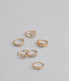 Take A Bow Rhinestone Eight Pack Ring Set