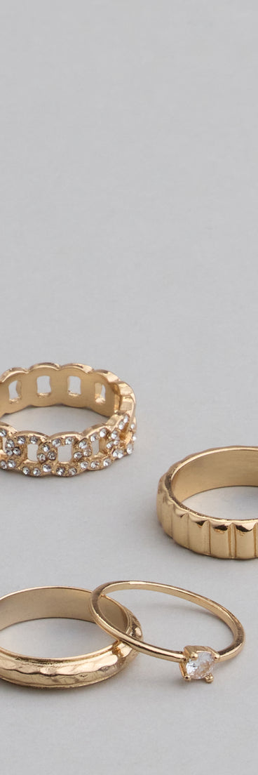 Get inspired with the Infinite Glow Four-Pack Ring Set, a feed-worthy piece that’s part of Windsor's updated and curated women’s clothing edit packed with must-have fall outfit ideas.