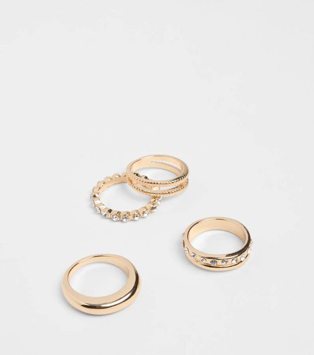 Simply Glam Rhinestone Ring Set