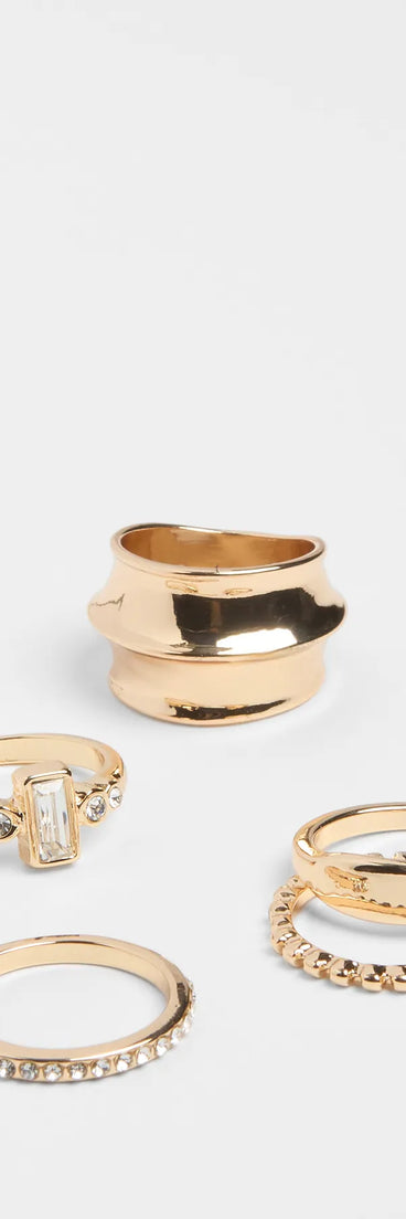 Get inspired with the Feelin' Bold Rhinestone Ring Set, a feed-worthy gold piece that’s part of Windsor's updated and curated women’s clothing edit packed with must-have fall outfit ideas.