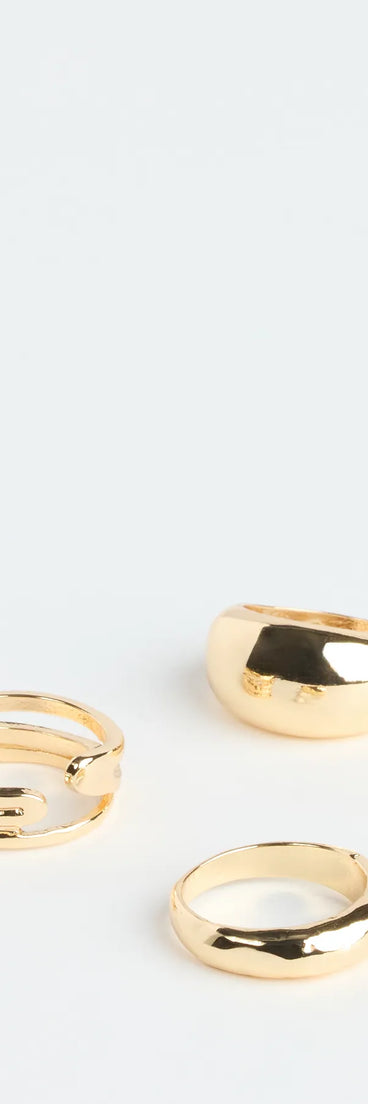Style your vibe in seconds with the Sleek Statement Ring Set in gold, a fashion accessories essential that completes any outfit with ease.