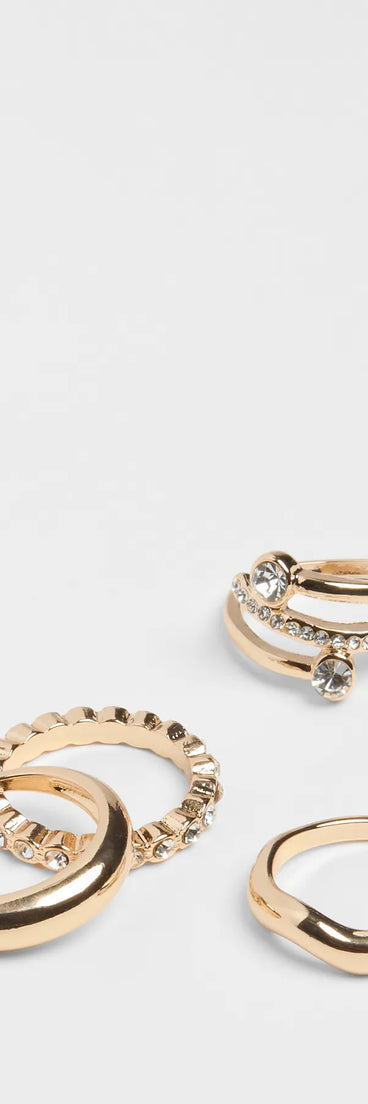 Glittering Twist Four-Pack Ring Set