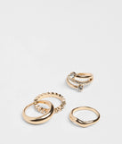 Glittering Twist Four-Pack Ring Set
