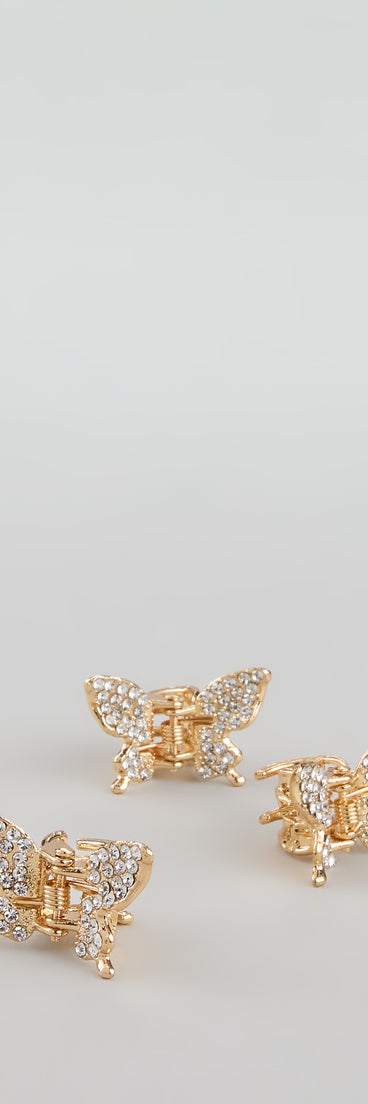 Rhinestone Flutter Butterfly Hair Clips