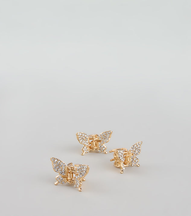 Rhinestone Flutter Butterfly Hair Clips