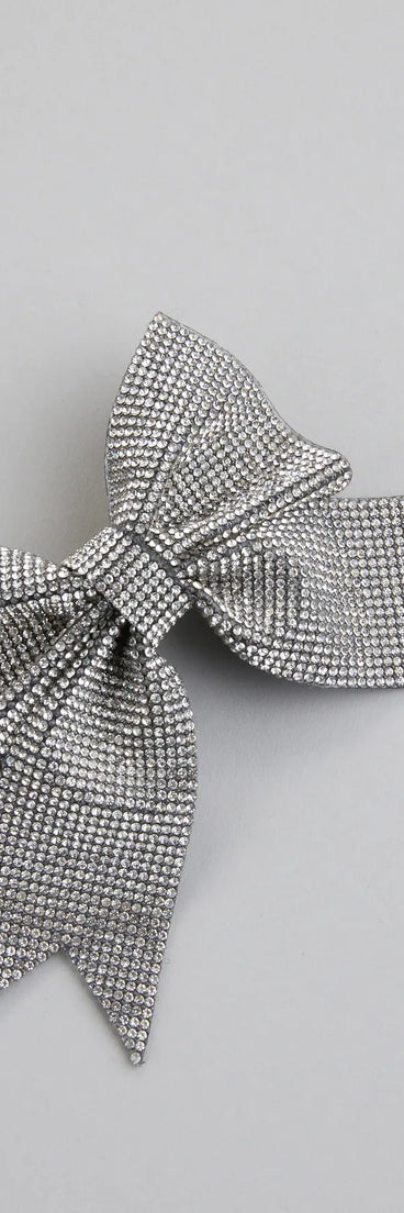 Dearly Glam Rhinestone Bow Hair Clip