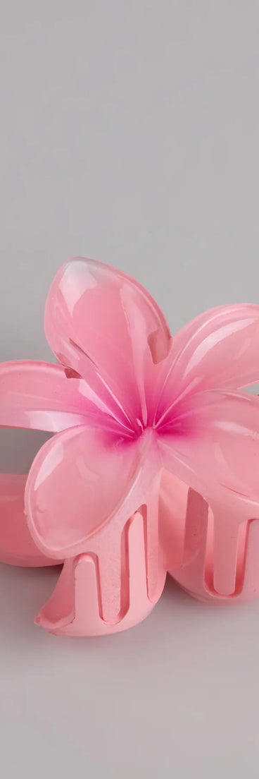 Style your vibe in seconds with the Tropical Blooms Flower Hair Claw Clip in blush, a fashion accessories essential that completes any outfit with ease.