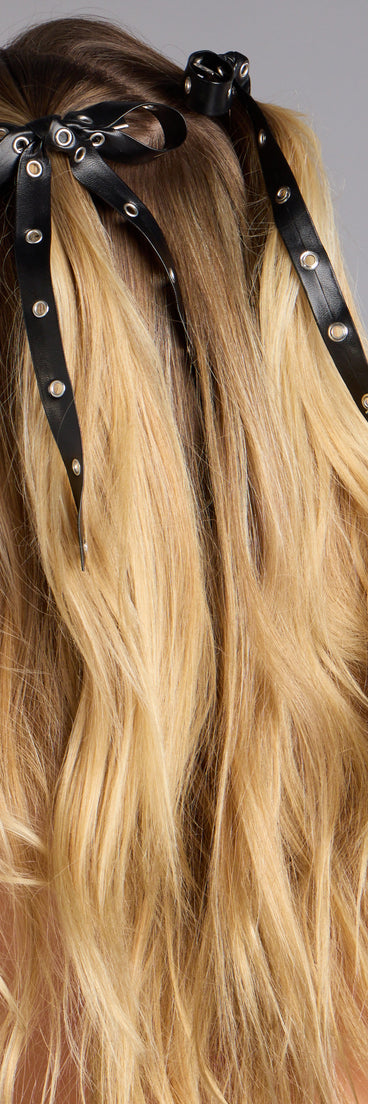 Cute Rebel Studded Bow Hair Clips