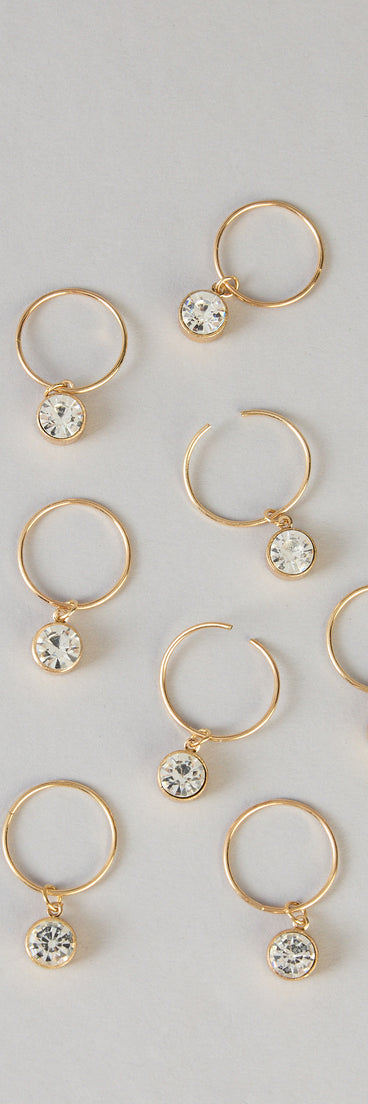 Styled To Shine Rhinestone O-Ring Hair Charms Set