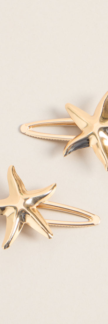 Seas The Day Starfish Hair Clip Set
