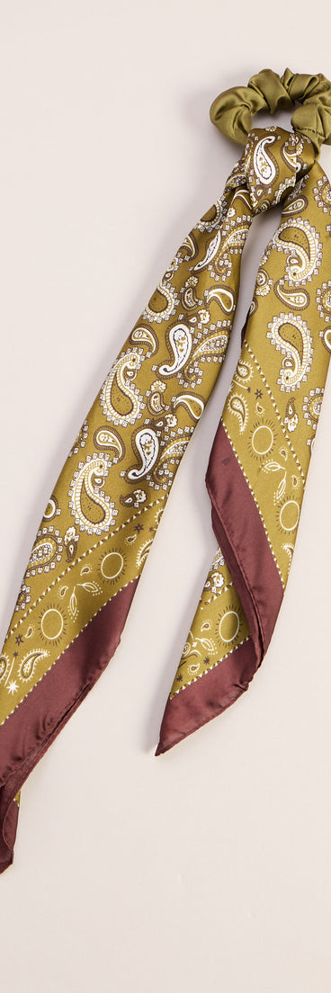 Tied Up Satin Paisley Scrunchie Scarf