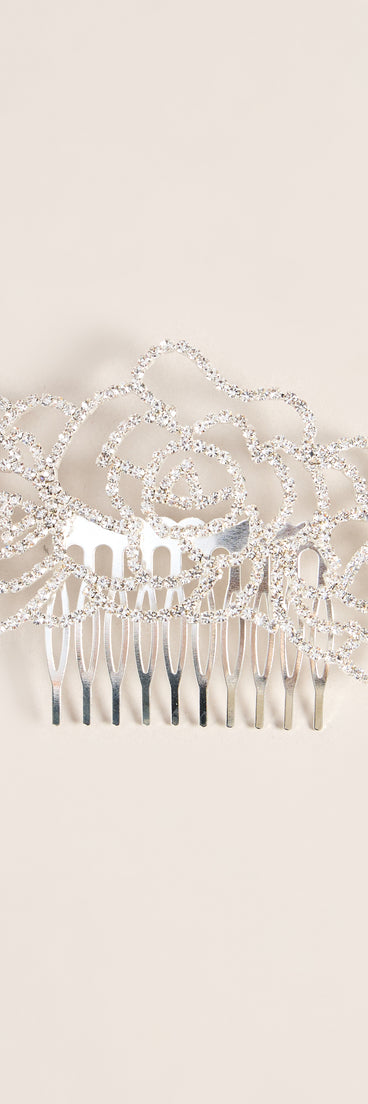 Rose Detail Rhinestone Hair Comb