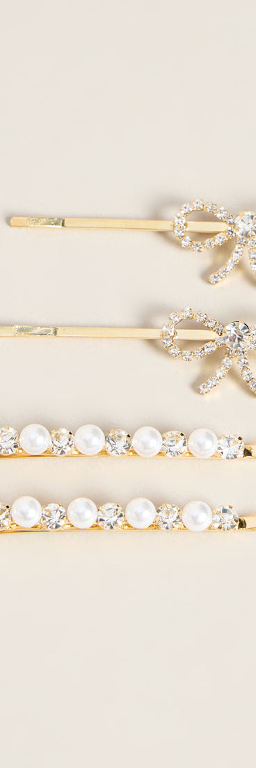 Pinned Pretty Bow & Pearl Hair Pin Set