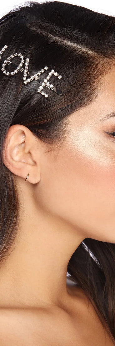 Love Rhinestone Hair Pin