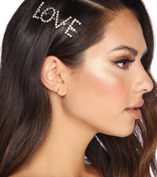 Love Rhinestone Hair Pin