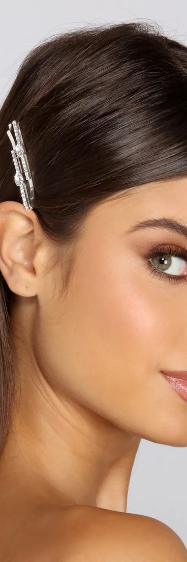 Oval Rhinestone Hair Pin Set