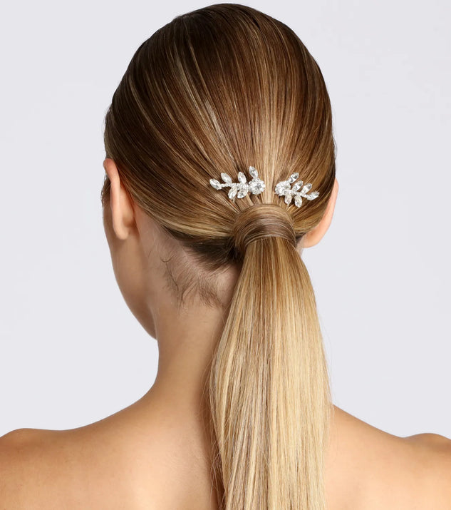 Leafy Rhinestone Hair Combs