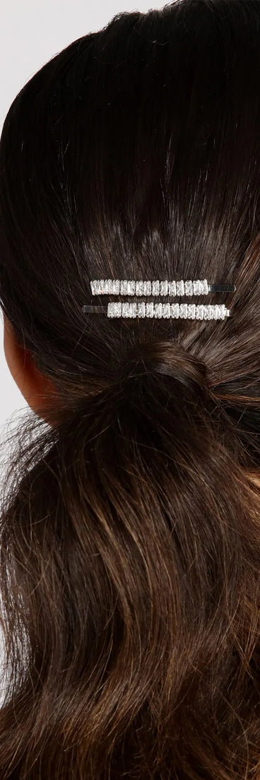 2 Pack Baguette Rhinestone Bobby Pins
