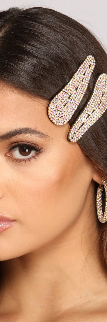 Two Pack Iridescent Gemstone Hair Clips