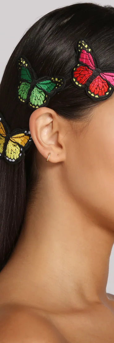 Three Pack Butterfly Patch Hairpins