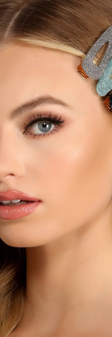 Eight Pack Glitter Acrylic Hair Clips