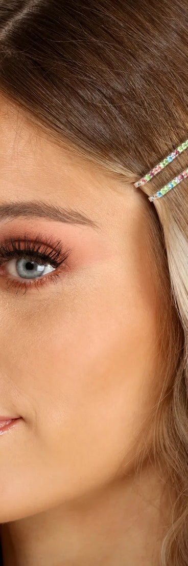 Two Pack Multi Color Rhinestone Bobby Pins