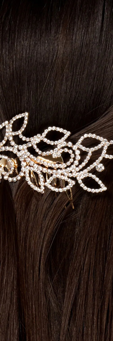 A Night To Remember Rhinestone Leaf Haircomb