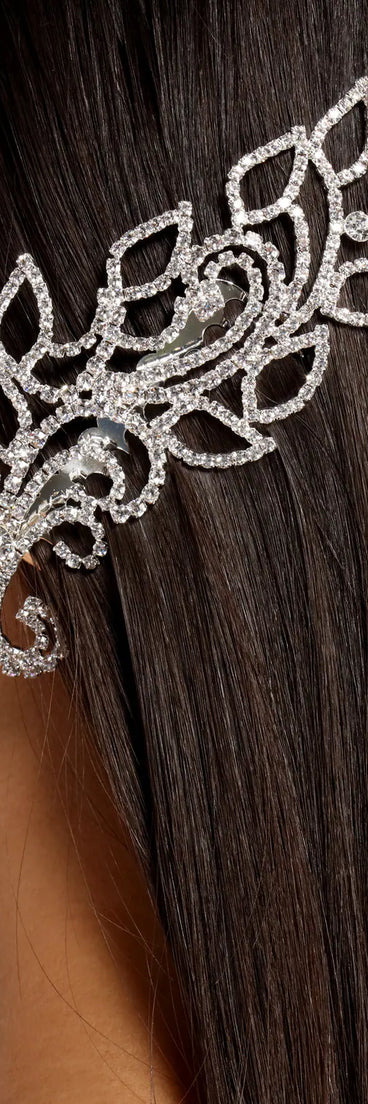 Rhinestone Leaf Hair Pin