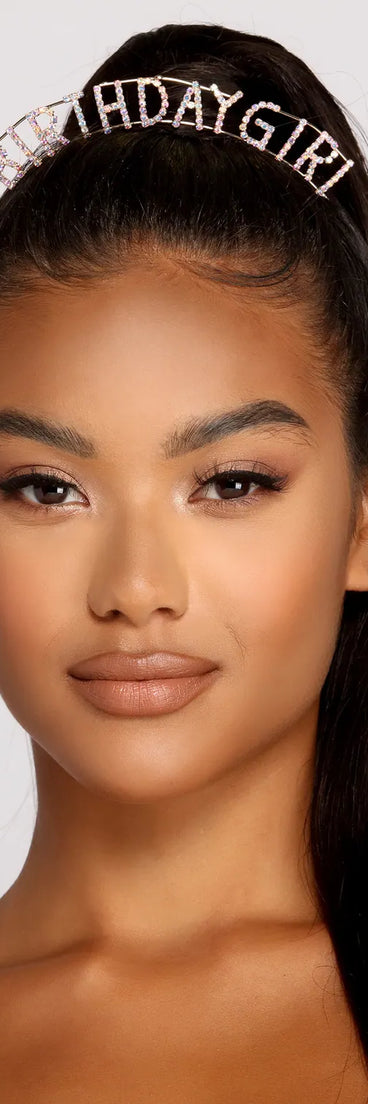 Birthday Girl Iridescent Rhinestone Headband