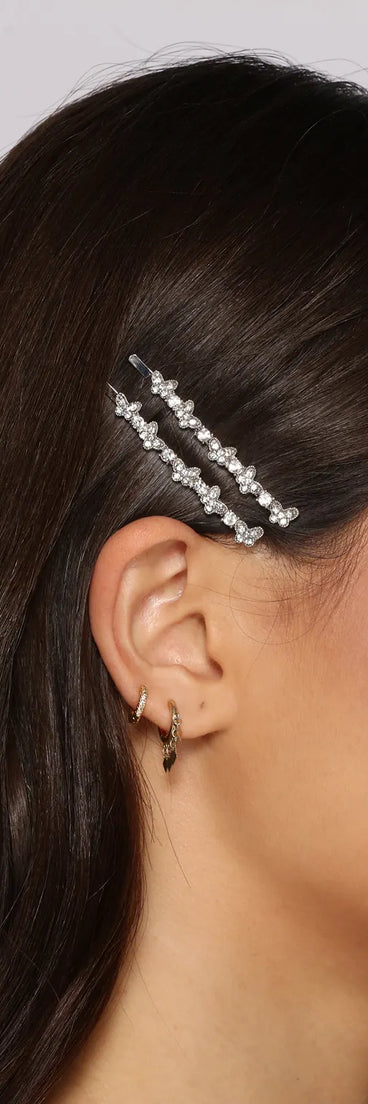 Two Pack Rhinestone Butterfly Bobby Pins