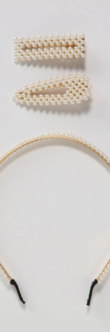 Preppy And Posh Pearl Hair Accessory Set