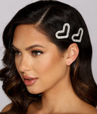 Rhinestone Heart Hair Pin Two Pack