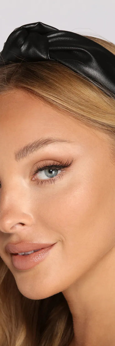 Faux Leather Twist Knot Headband