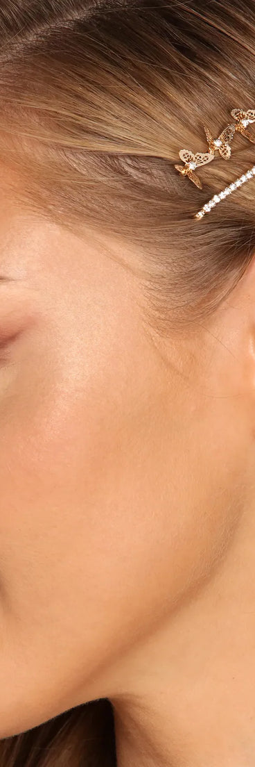 Butterfly Rhinestone Bobby Pin Pack