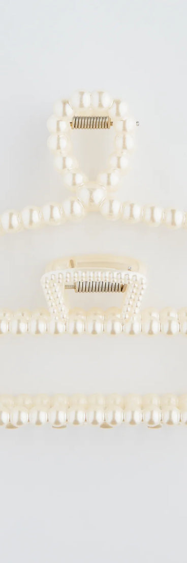 Polished And Chic Pearl Hair Claw Clip Set