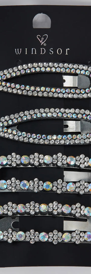 Iridescent Sparkle Rhinestone Hair Clip Set