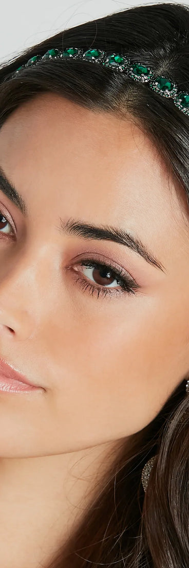 Opulent Allure Emerald Rhinestone Headband