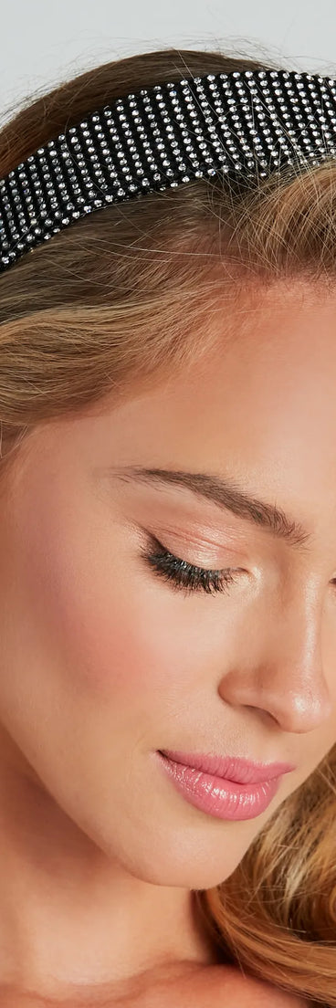 Preppy Glam Rhinestone Wide Headband